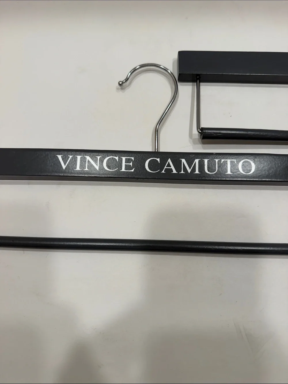 Vince Camuto Black Wooden Pant Hangers with Chrome Hooks